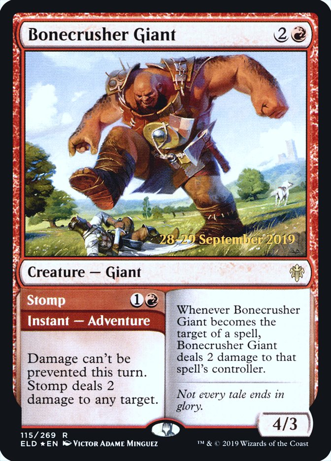 Bonecrusher Giant // Stomp [Throne of Eldraine Prerelease Promos] MTG Single Magic: The Gathering | Red Claw Gaming