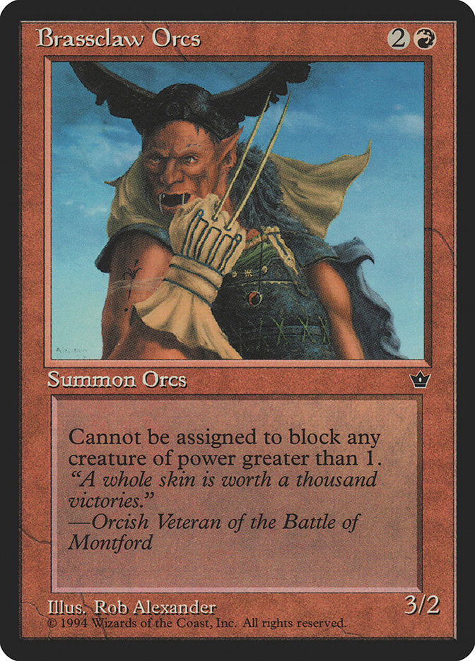 Brassclaw Orcs (Rob Alexander - Orcish Veteran Flavor Text) [Fallen Empires] MTG Single Magic: The Gathering | Red Claw Gaming