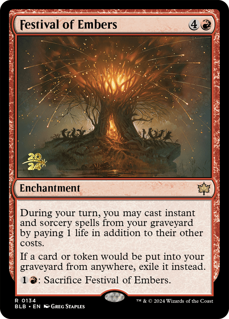 Festival of Embers [Bloomburrow Prerelease Promos] MTG Single Magic: The Gathering | Red Claw Gaming