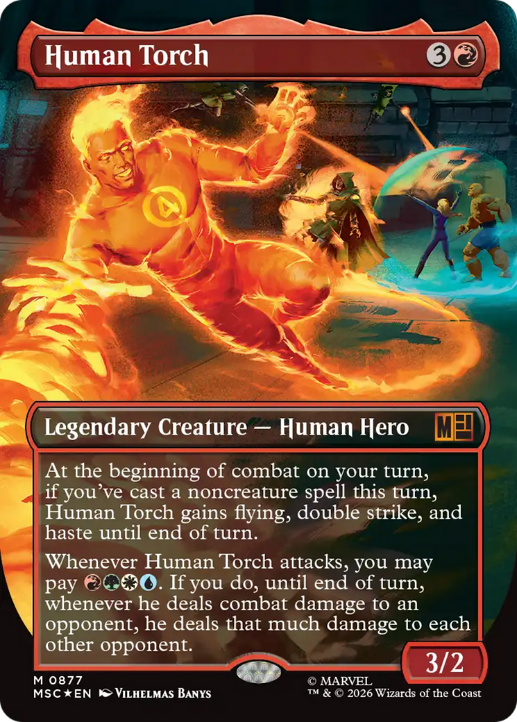 Human Torch (Borderless) (Surge Foil) [Marvel Super Heroes Commander] | Red Claw Gaming