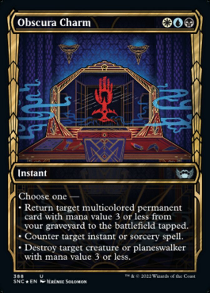 Obscura Charm (Showcase Golden Age Gilded Foil) [Streets of New Capenna] MTG Single Magic: The Gathering | Red Claw Gaming