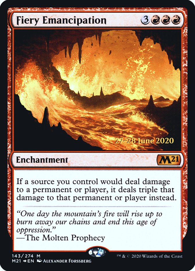 Fiery Emancipation [Core Set 2021 Prerelease Promos] MTG Single Magic: The Gathering | Red Claw Gaming