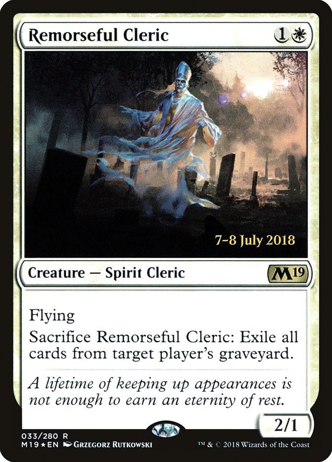 Remorseful Cleric [Core Set 2019 Prerelease Promos] MTG Single Magic: The Gathering | Red Claw Gaming