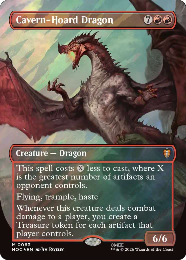 Cavern-Hoard Dragon (Borderless) (Surge Foil) [The Hobbit: Eternal-Legal] | Red Claw Gaming