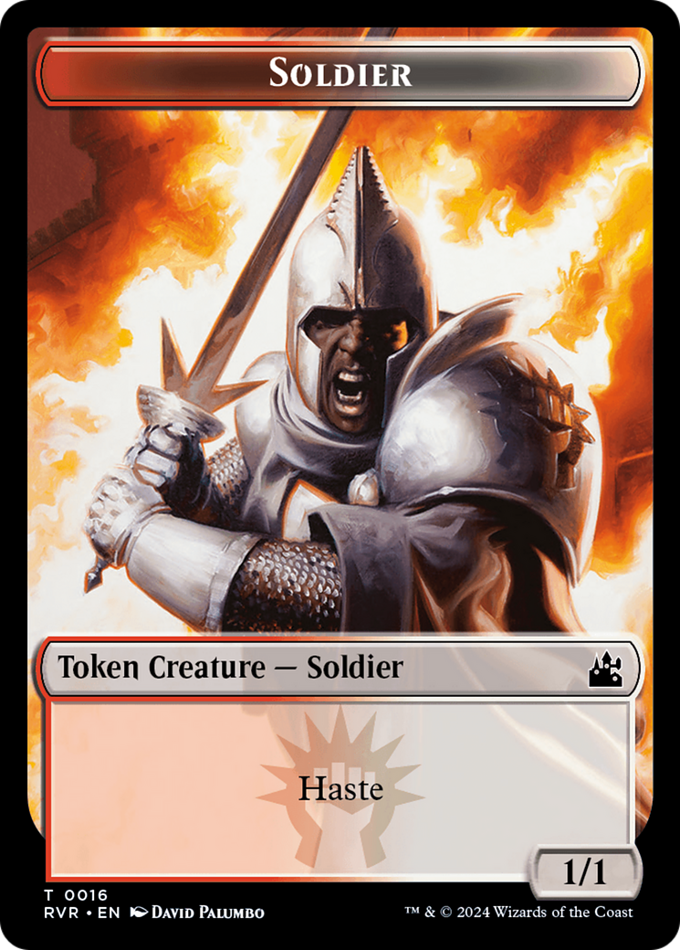 Elf Knight // Soldier Double-Sided Token [Ravnica Remastered Tokens] MTG Single Magic: The Gathering | Red Claw Gaming