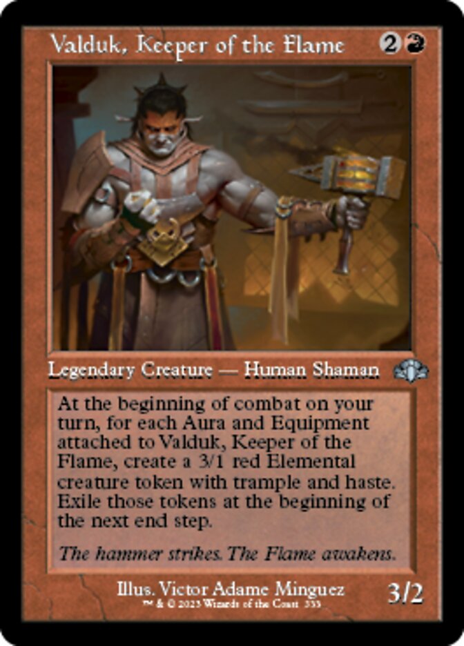 Valduk, Keeper of the Flame (Retro) [Dominaria Remastered] MTG Single Magic: The Gathering | Red Claw Gaming