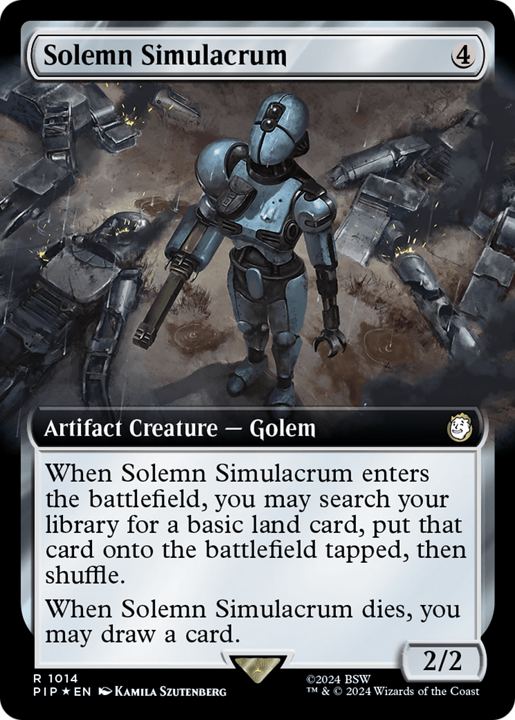 Solemn Simulacrum (Extended Art) (Surge Foil) [Fallout] MTG Single Magic: The Gathering | Red Claw Gaming