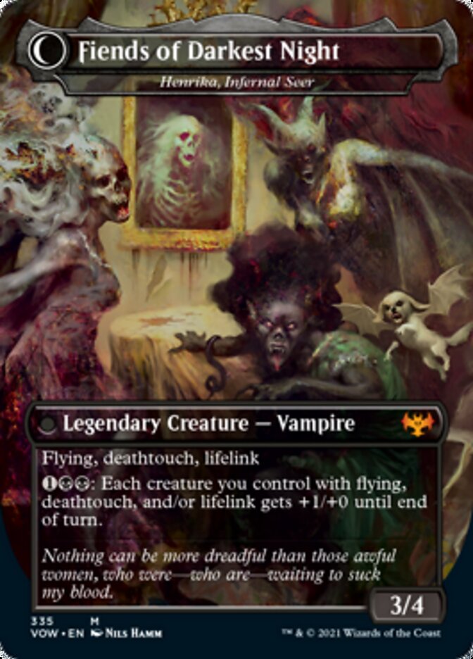 Henrika Domnathi // Henrika, Infernal Seer - The Three Weird Sisters // Fiends of Darkest Night [Innistrad: Crimson Vow] MTG Single Magic: The Gathering | Red Claw Gaming