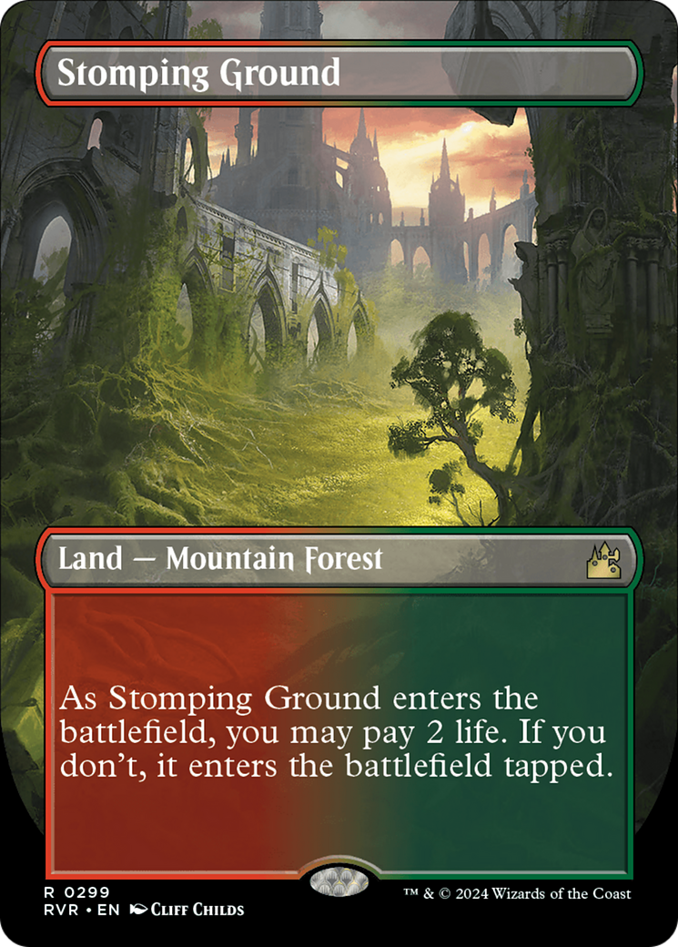 Stomping Ground (Borderless) [Ravnica Remastered] MTG Single Magic: The Gathering | Red Claw Gaming