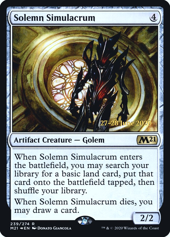 Solemn Simulacrum [Core Set 2021 Prerelease Promos] MTG Single Magic: The Gathering | Red Claw Gaming