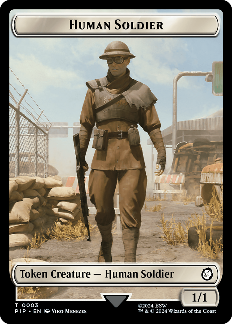 Radiation // Human Soldier Double-Sided Token [Fallout Tokens] MTG Single Magic: The Gathering | Red Claw Gaming