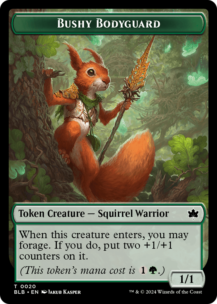 Emblem - Ral, Crackling Wit // Bushy Bodyguard Double-Sided Token [Bloomburrow Tokens] MTG Single Magic: The Gathering | Red Claw Gaming