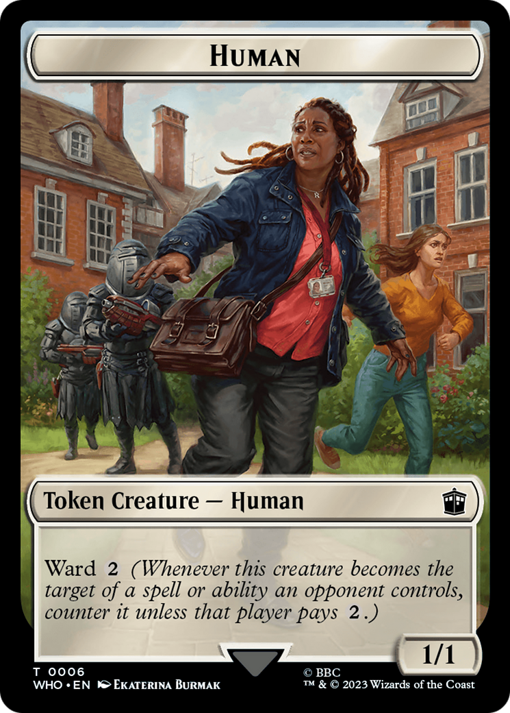 Human (0006) // Alien Salamander Double-Sided Token [Doctor Who Tokens] MTG Single Magic: The Gathering | Red Claw Gaming