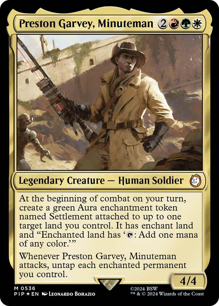 Preston Garvey, Minuteman (Surge Foil) [Fallout] MTG Single Magic: The Gathering | Red Claw Gaming