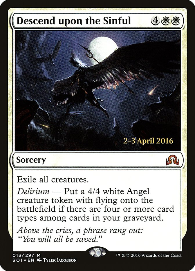 Descend upon the Sinful [Shadows over Innistrad Prerelease Promos] MTG Single Magic: The Gathering | Red Claw Gaming