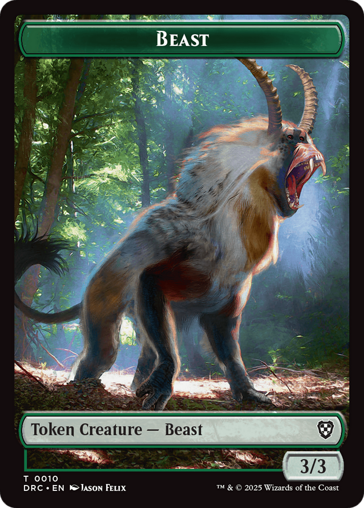 Beast (0010) // Beast (0011) Double-Sided Token [Aetherdrift Commander] MTG Single Magic: The Gathering | Red Claw Gaming