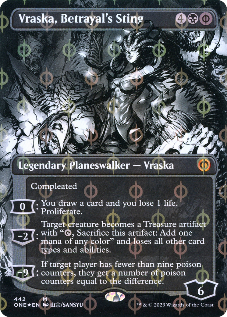 Vraska, Betrayal's Sting (Borderless Manga Step-and-Compleat Foil) [Phyrexia: All Will Be One] MTG Single Magic: The Gathering | Red Claw Gaming
