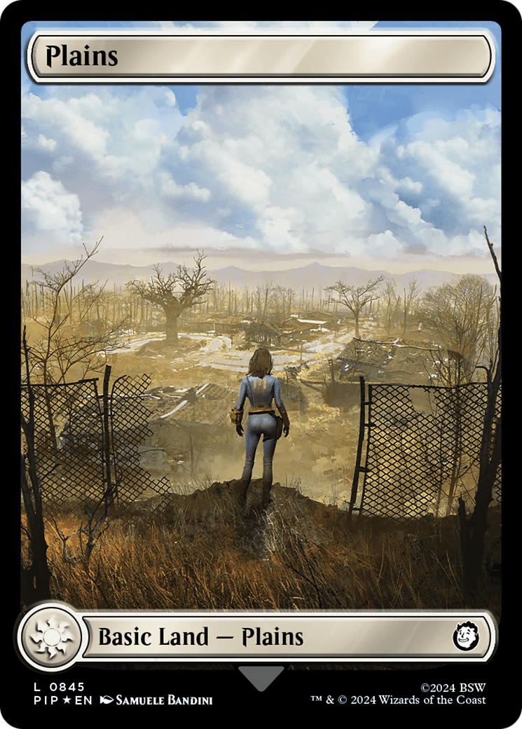 Plains (0845) (Surge Foil) [Fallout] MTG Single Magic: The Gathering | Red Claw Gaming