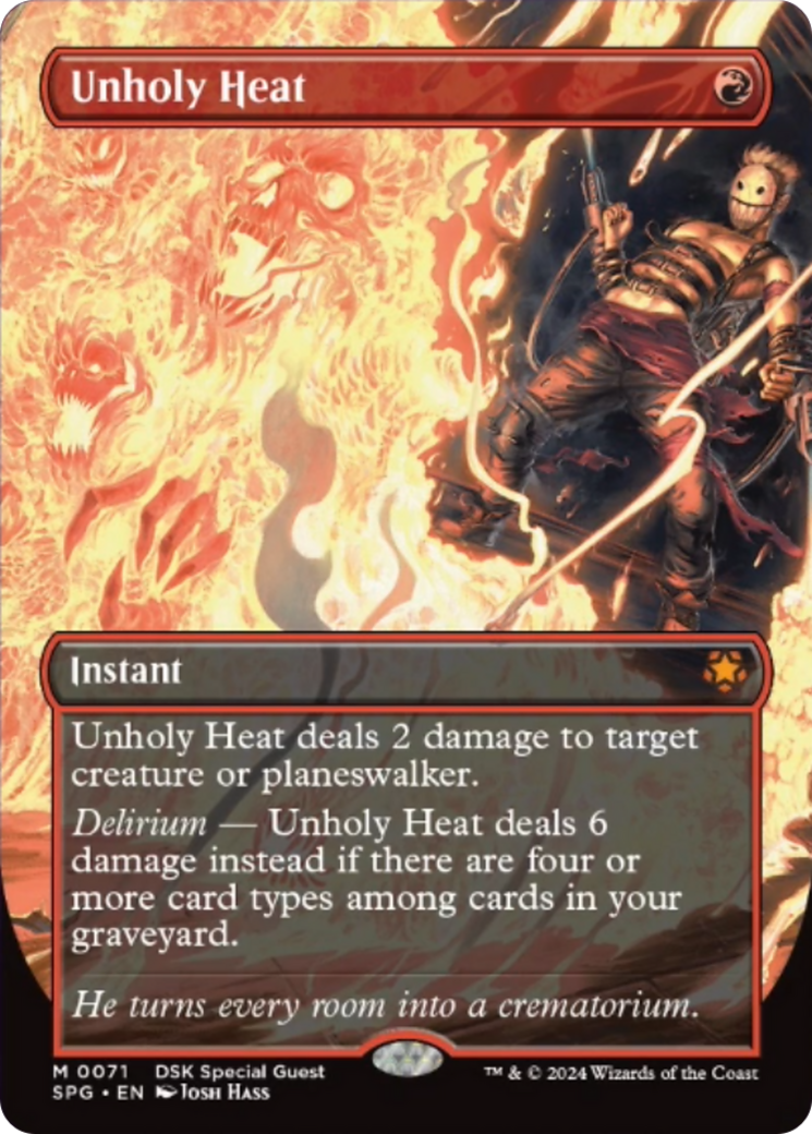 Unholy Heat (Borderless) [Duskmourn: House of Horror Special Guests] MTG Single Magic: The Gathering    | Red Claw Gaming