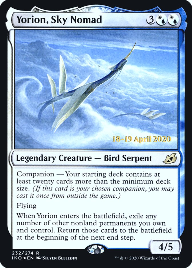 Yorion, Sky Nomad [Ikoria: Lair of Behemoths Prerelease Promos] MTG Single Magic: The Gathering | Red Claw Gaming