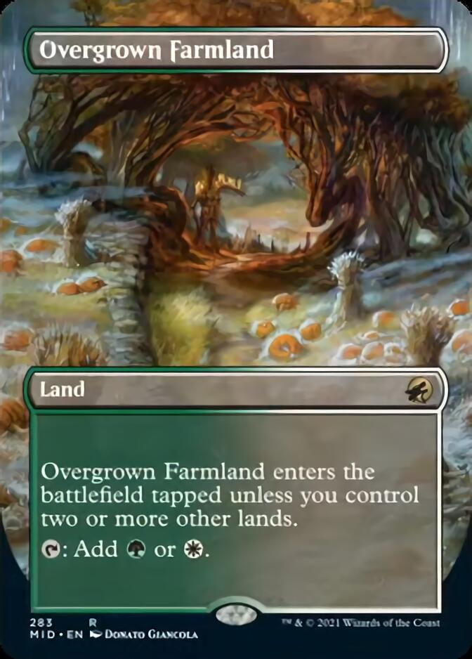 Overgrown Farmland (Borderless Alternate Art) [Innistrad: Midnight Hunt] MTG Single Magic: The Gathering | Red Claw Gaming