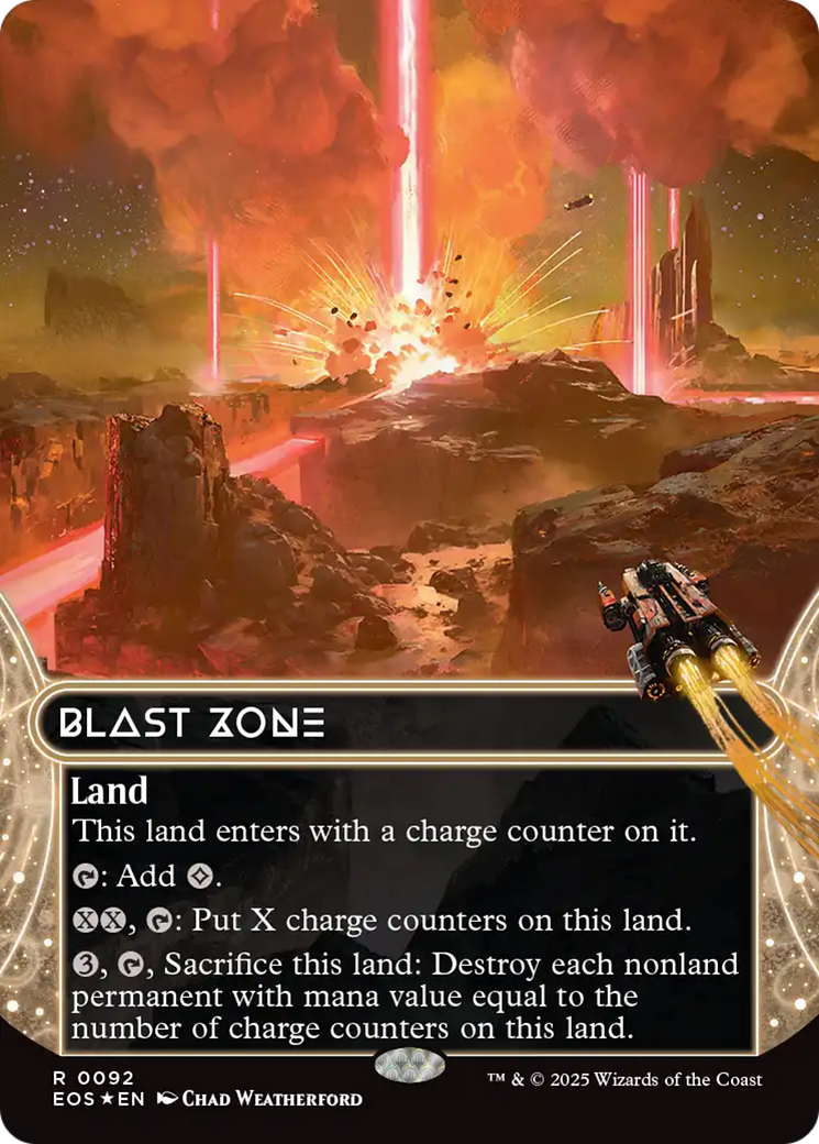 Blast Zone (0092) (Borderless) (Galaxy Foil) [Edge of Eternities: Stellar Sights] MTG Single Magic: The Gathering | Red Claw Gaming