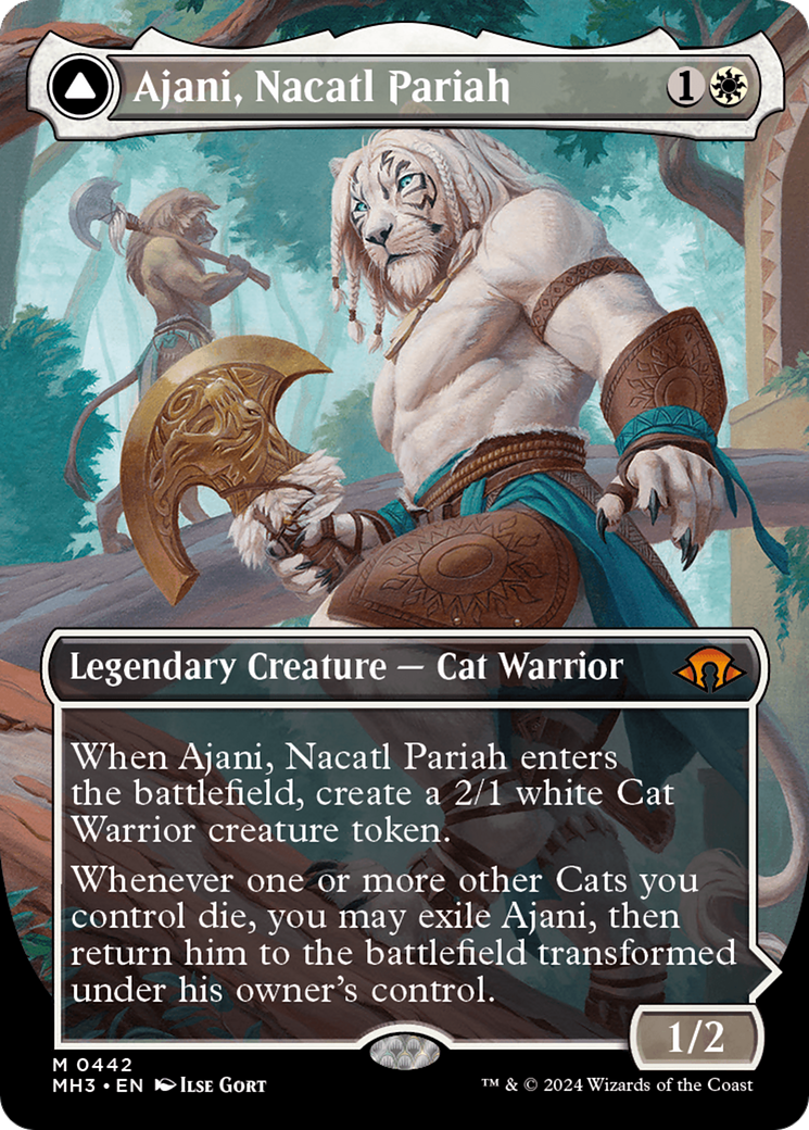 Ajani, Nacatl Pariah // Ajani, Nacatl Avenger (Borderless) [Modern Horizons 3] MTG Single Magic: The Gathering    | Red Claw Gaming