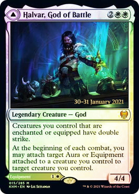 Halvar, God of Battle // Sword of the Realms [Kaldheim Prerelease Promos] MTG Single Magic: The Gathering | Red Claw Gaming