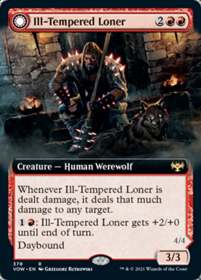 Ill-Tempered Loner // Howlpack Avenger (Extended Art) [Innistrad: Crimson Vow] MTG Single Magic: The Gathering | Red Claw Gaming
