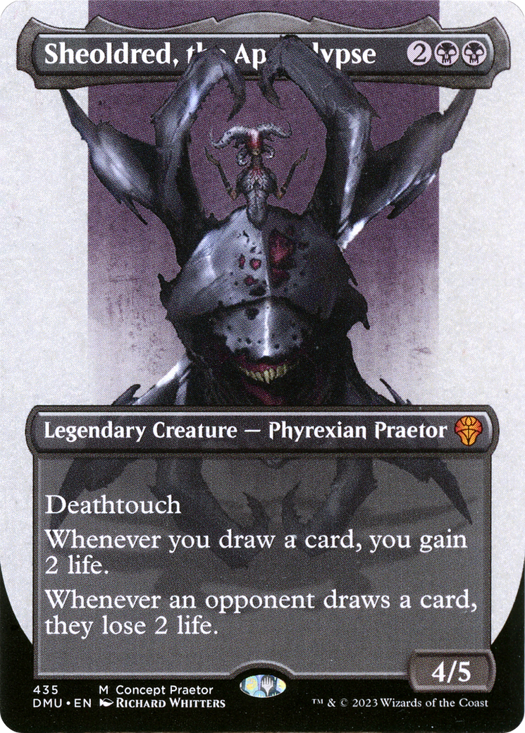 Sheoldred, the Apocalypse (Borderless Concept Praetors) [Phyrexia: All Will Be One] MTG Single Magic: The Gathering | Red Claw Gaming