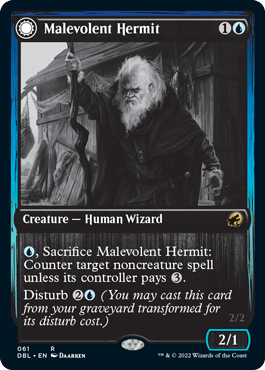 Malevolent Hermit // Benevolent Geist [Innistrad: Double Feature] MTG Single Magic: The Gathering | Red Claw Gaming