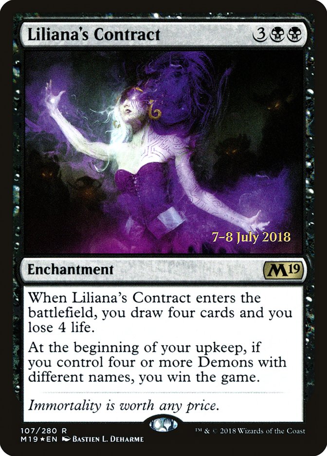 Liliana's Contract [Core Set 2019 Prerelease Promos] MTG Single Magic: The Gathering | Red Claw Gaming