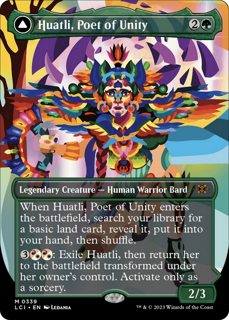 Huatli, Poet of Unity // Roar of the Fifth People (Borderless) [The Lost Caverns of Ixalan] MTG Single Magic: The Gathering | Red Claw Gaming