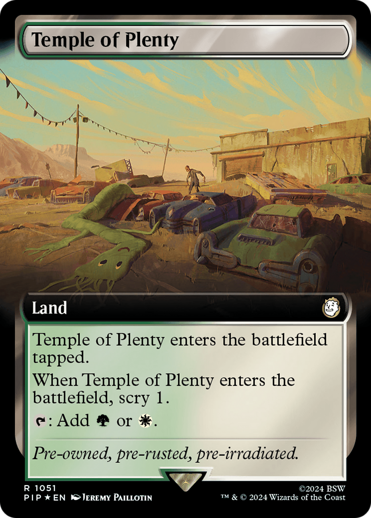 Temple of Plenty (Extended Art) (Surge Foil) [Fallout] MTG Single Magic: The Gathering | Red Claw Gaming