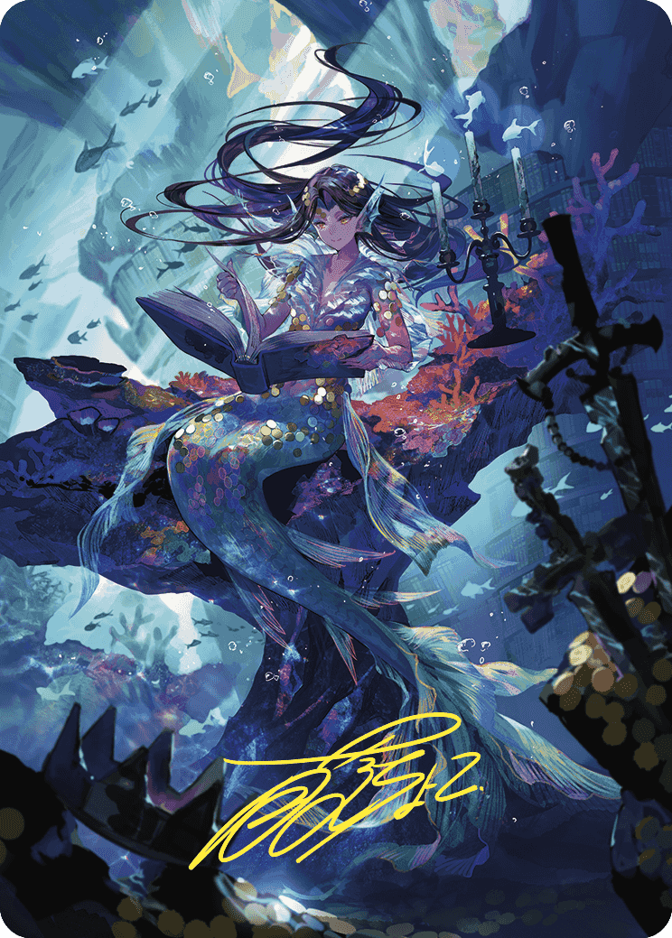 Rhystic Study Art Card (Gold-Stamped Signature) [Wilds of Eldraine Art Series] MTG Single Magic: The Gathering | Red Claw Gaming