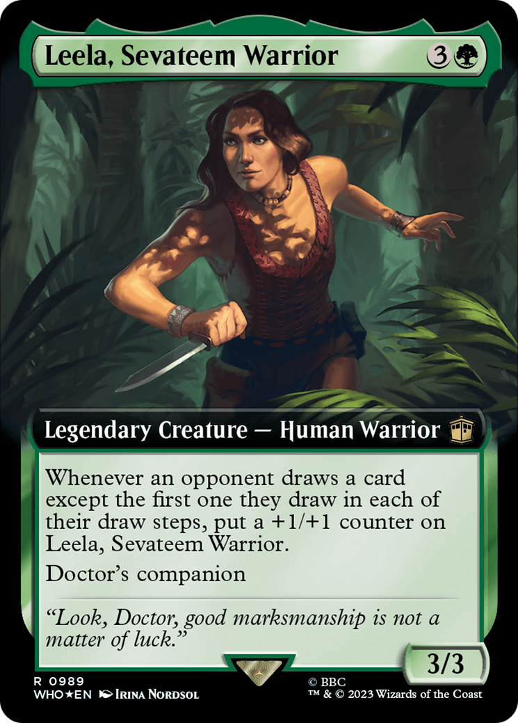 Leela, Sevateem Warrior (Extended Art) (Surge Foil) [Doctor Who] MTG Single Magic: The Gathering | Red Claw Gaming