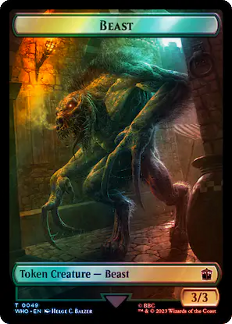 Human Noble // Beast Double-Sided Token (Surge Foil) [Doctor Who Tokens] MTG Single Magic: The Gathering | Red Claw Gaming
