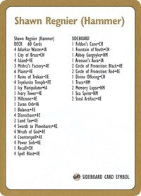 1996 Shawn "Hammer" Regnier Decklist Card [World Championship Decks] MTG Single Magic: The Gathering | Red Claw Gaming