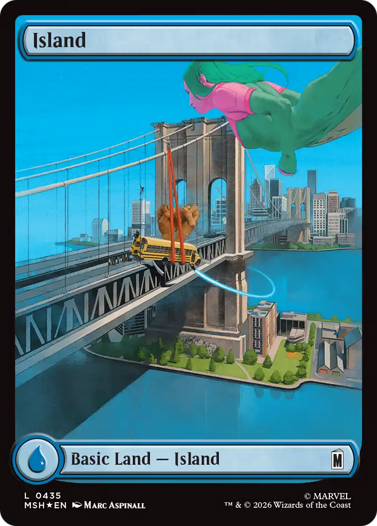 Island (0435) (Surge Foil) [Marvel Super Heroes] MTG Single Magic: The Gathering | Red Claw Gaming