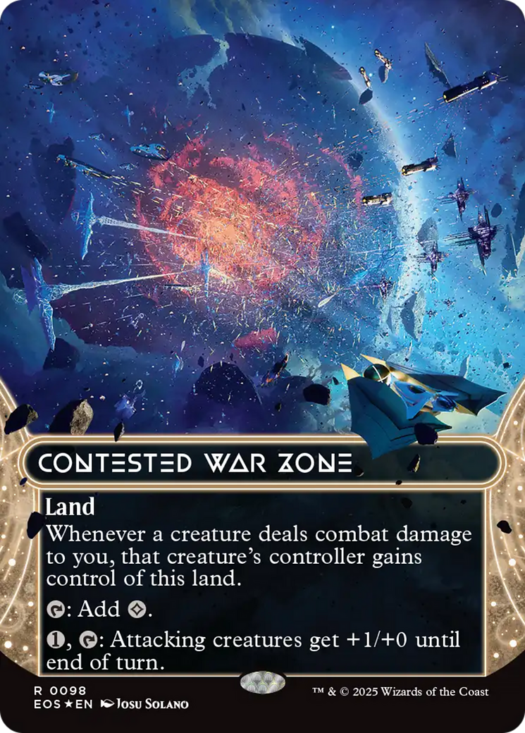 Contested War Zone (0098) (Borderless) (Galaxy Foil) [Edge of Eternities: Stellar Sights] MTG Single Magic: The Gathering | Red Claw Gaming