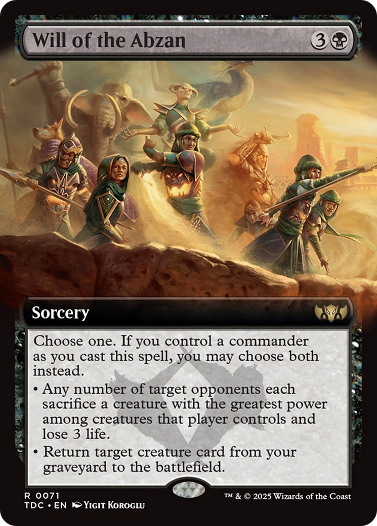 Will of the Abzan (Extended Art) [Tarkir: Dragonstorm Commander] MTG Single Magic: The Gathering | Red Claw Gaming