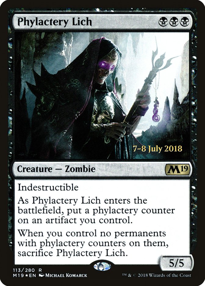 Phylactery Lich [Core Set 2019 Prerelease Promos] MTG Single Magic: The Gathering | Red Claw Gaming