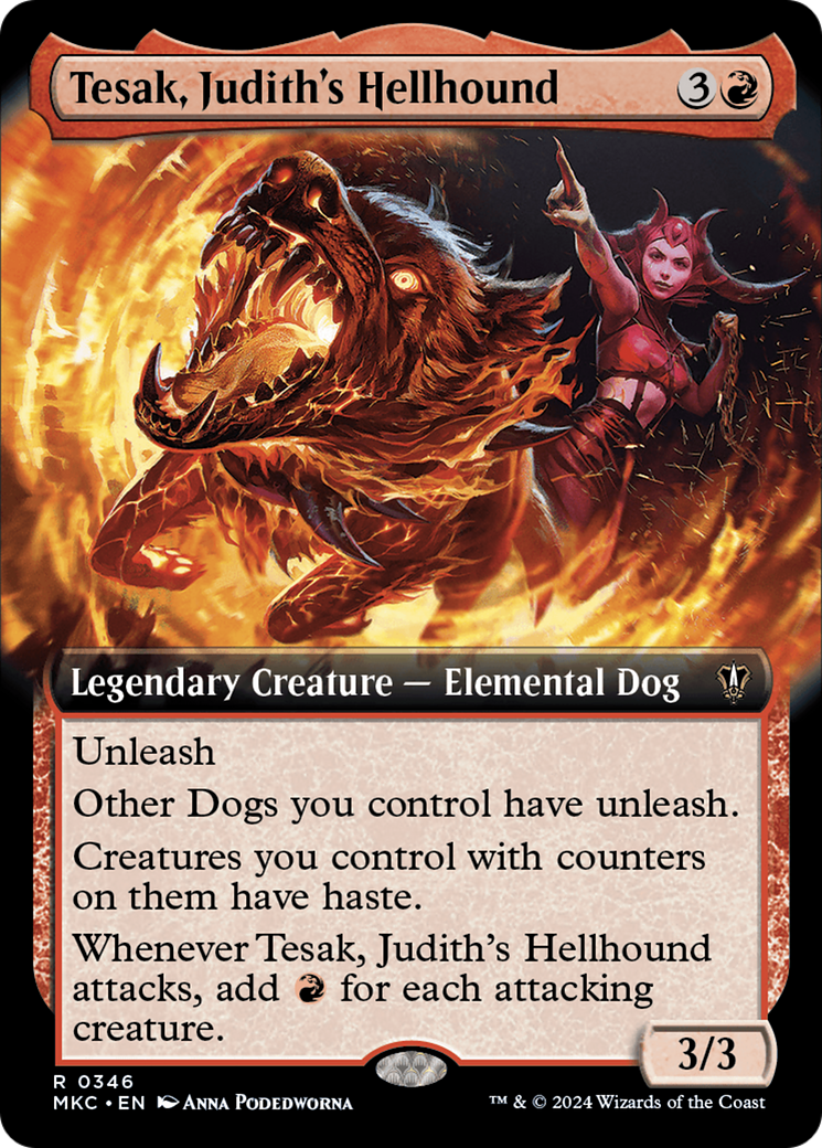 Tesak, Judith's Hellhound (Extended Art) [Murders at Karlov Manor Commander] MTG Single Magic: The Gathering    | Red Claw Gaming