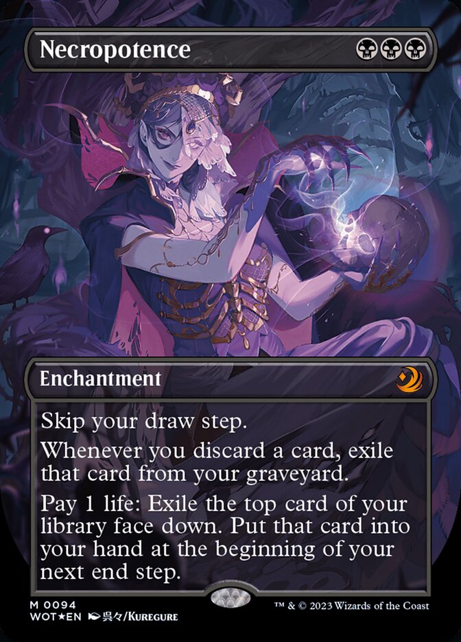 Necropotence (Anime Borderless) (Confetti Foil) [Wilds of Eldraine: Enchanting Tales] MTG Single Magic: The Gathering | Red Claw Gaming