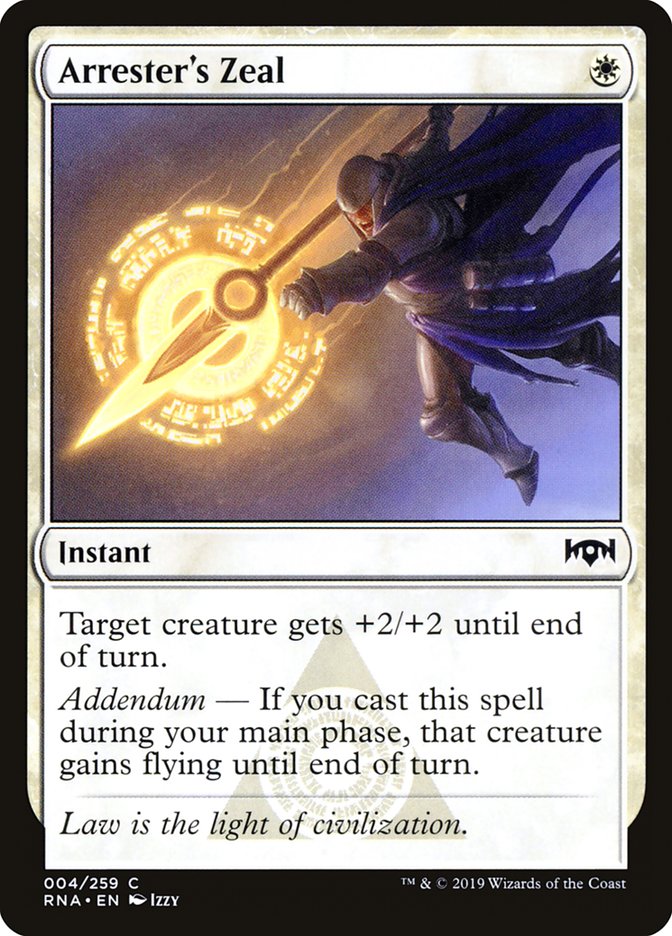 Arrester's Zeal [Ravnica Allegiance] MTG Single Magic: The Gathering | Red Claw Gaming