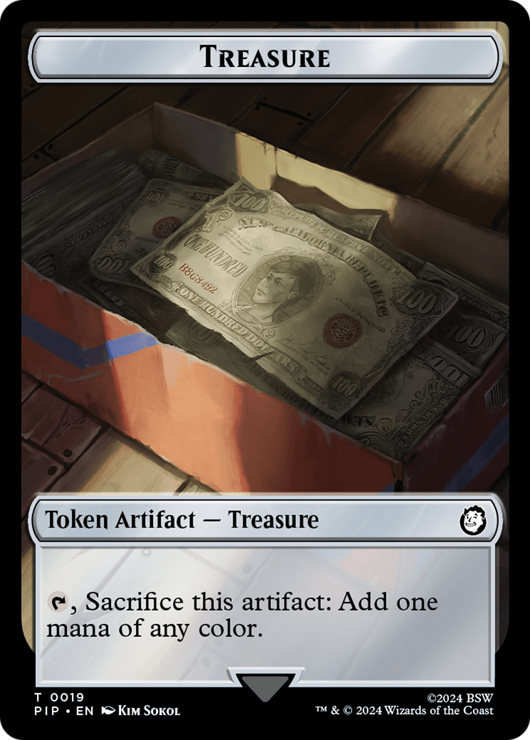Treasure (0019) // Human Soldier Double-Sided Token [Fallout Tokens] MTG Single Magic: The Gathering | Red Claw Gaming
