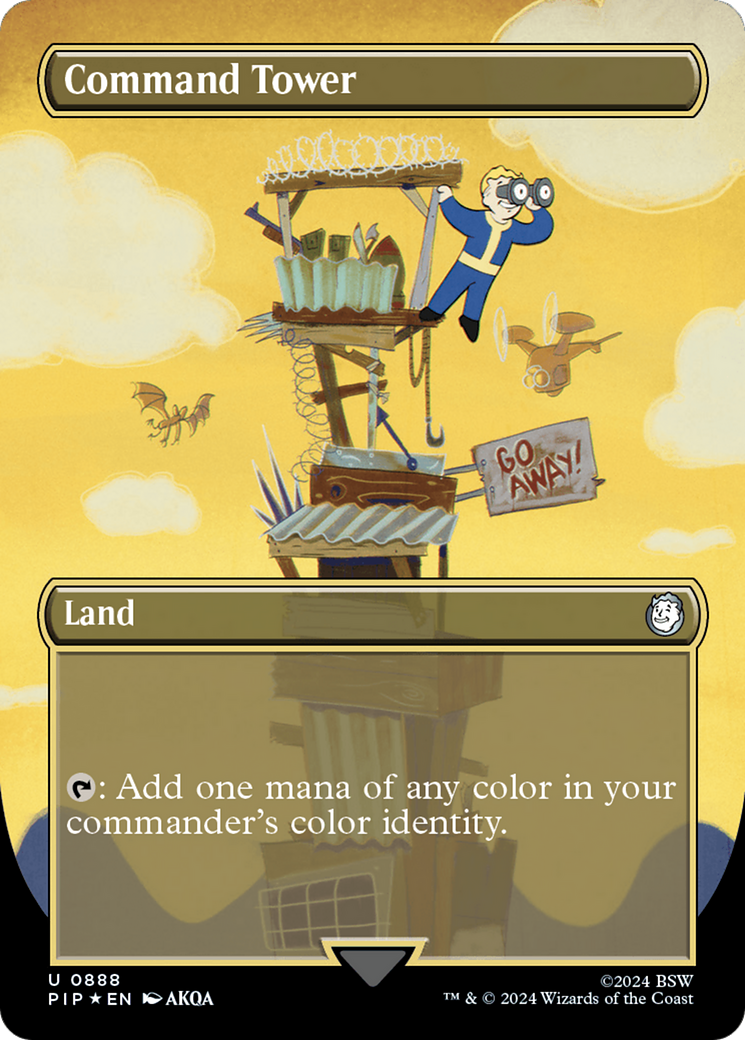 Command Tower (Borderless) (Surge Foil) [Fallout] MTG Single Magic: The Gathering | Red Claw Gaming