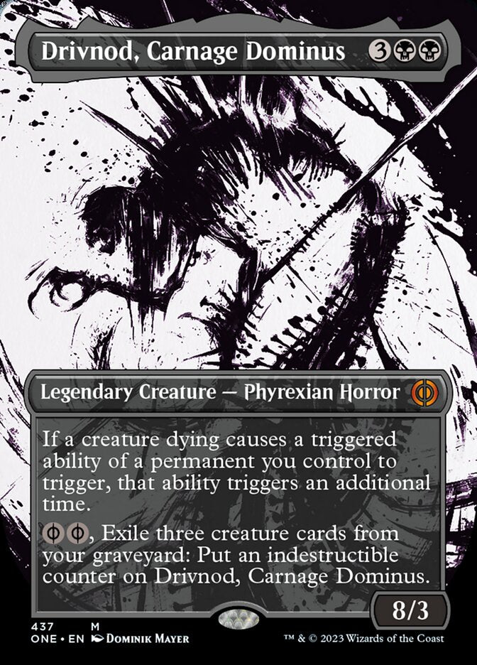 Drivnod, Carnage Dominus (Borderless Ichor Step-and-Compleat Foil) [Phyrexia: All Will Be One] MTG Single Magic: The Gathering | Red Claw Gaming