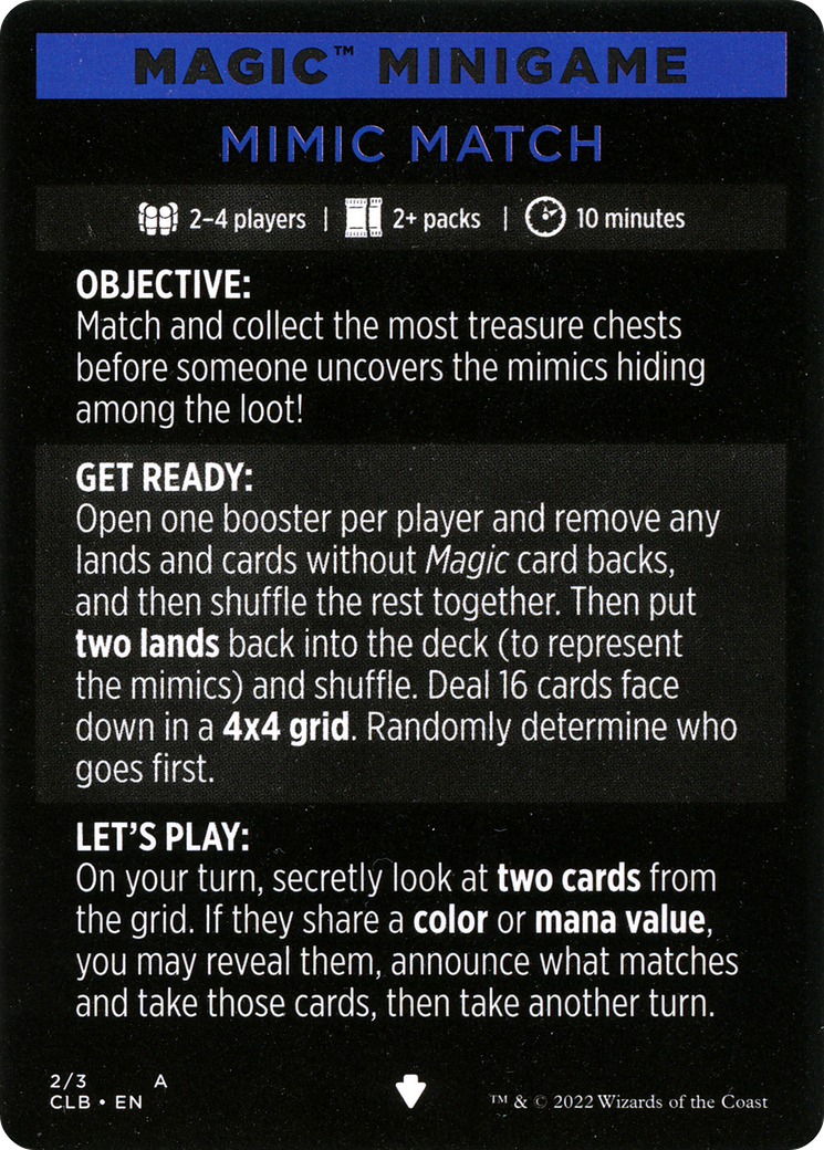 Mimic Match (Magic Minigame) [Commander Legends: Battle for Baldur's Gate Minigame] MTG Single Magic: The Gathering | Red Claw Gaming