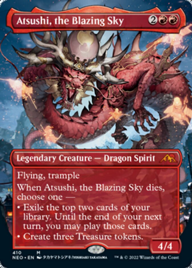 Atsushi, the Blazing Sky (Borderless Alternate Art) [Kamigawa: Neon Dynasty] MTG Single Magic: The Gathering    | Red Claw Gaming